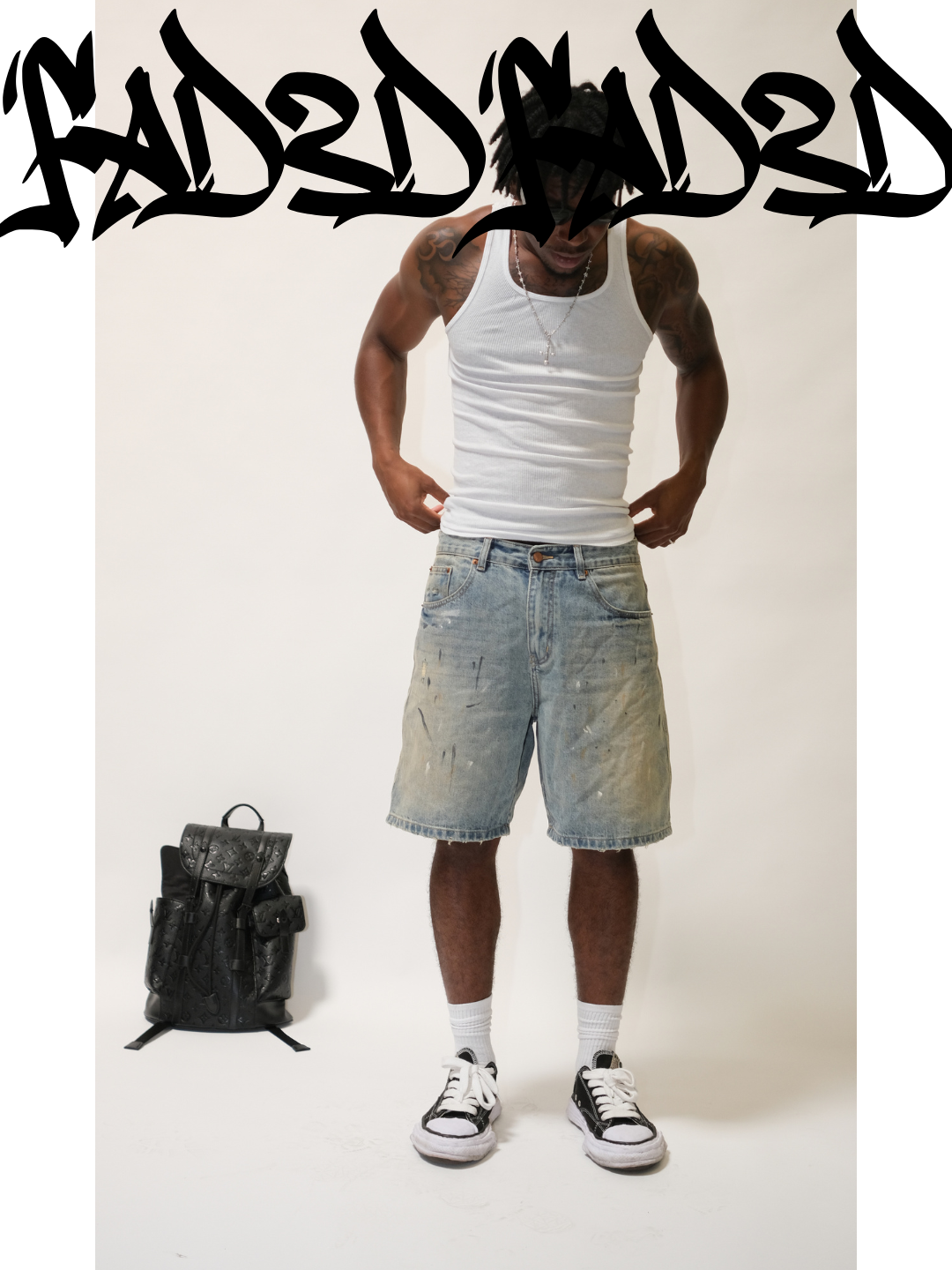 SPLATTER PAINT DENIM SHORTS V1 - BLUE