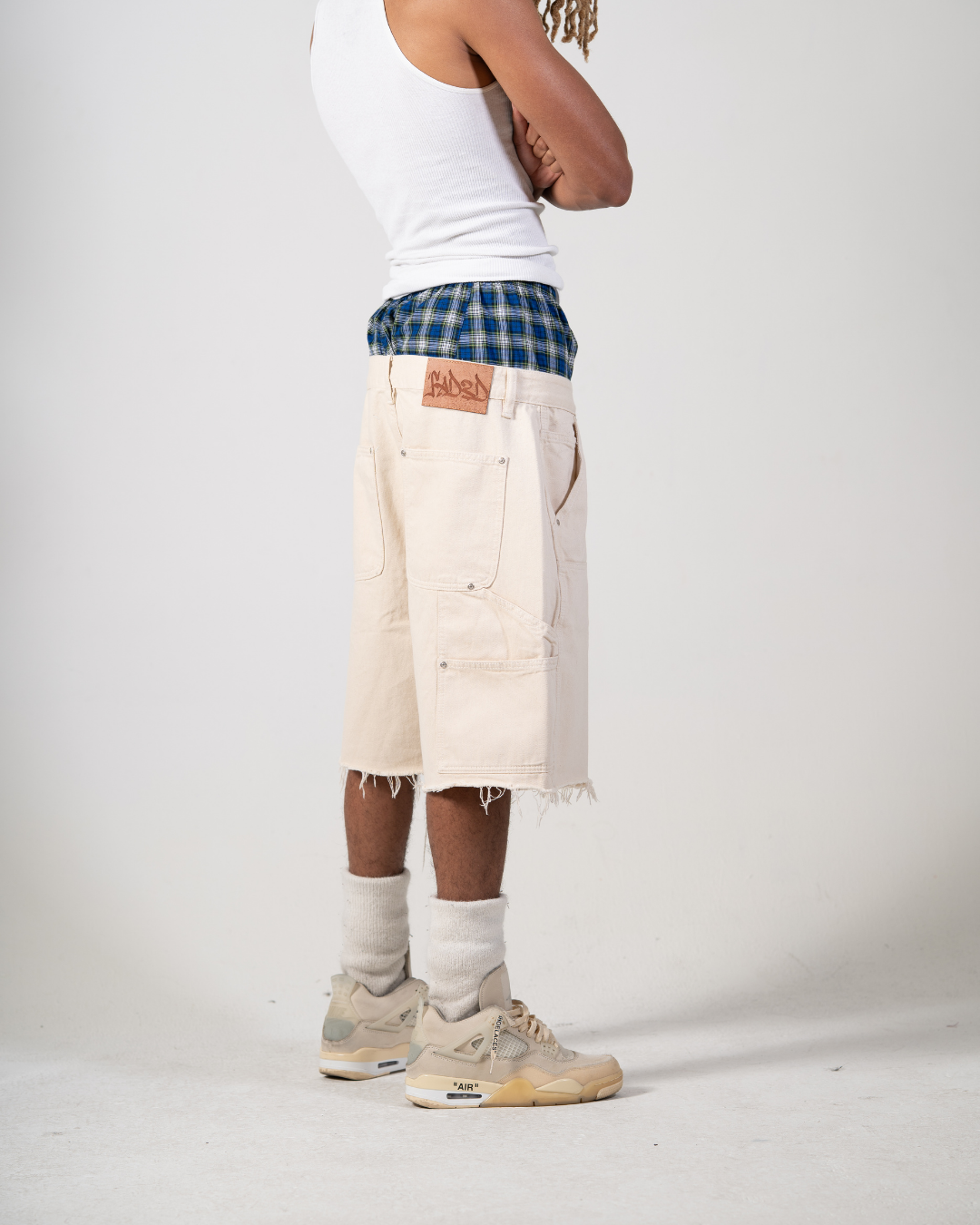 DOUBLE KNEE SHORTS - OFF WHITE