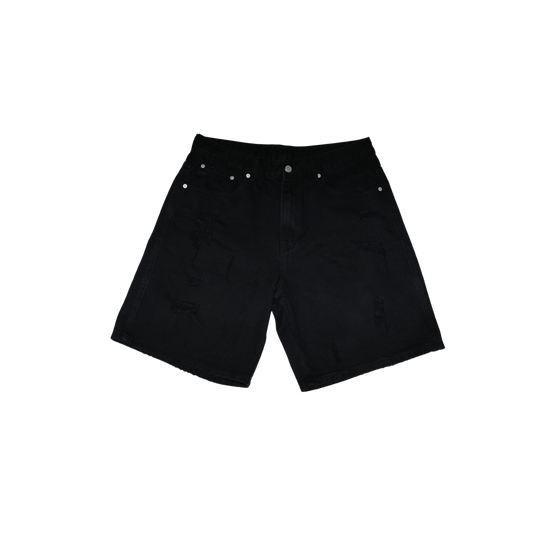 DISTRESSED DENIM SHORTS V1 - BLACK