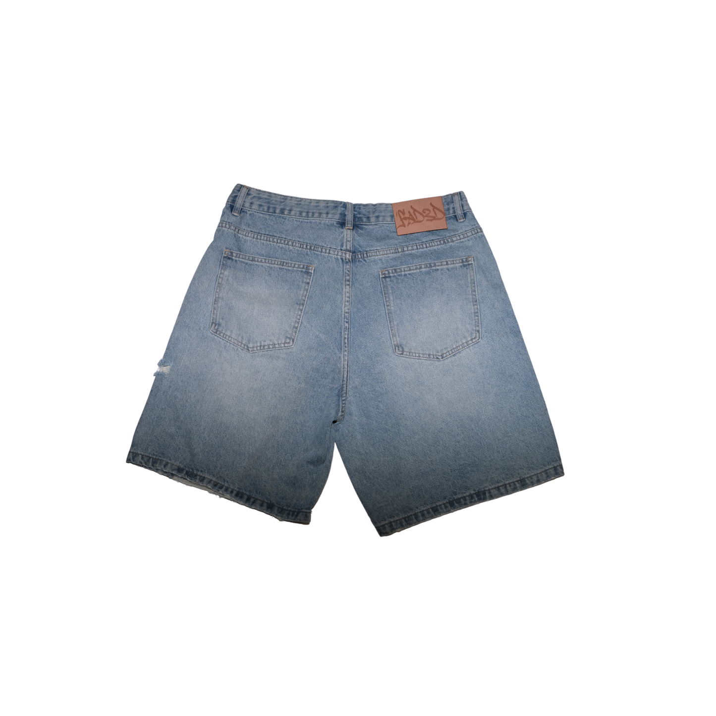 DISTRESSED WASHED DENIM SHORTS V1 - BLUE