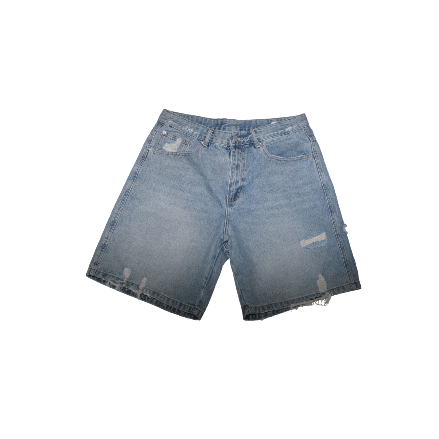 DISTRESSED WASHED DENIM SHORTS V1 - BLUE